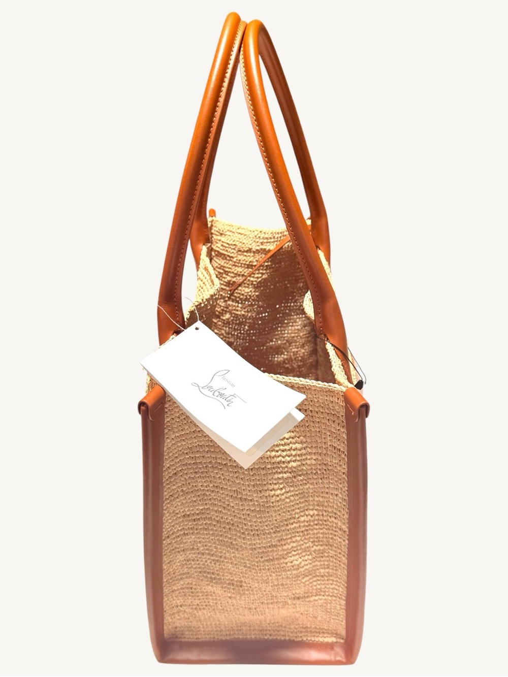 NWT Christian Louboutin Large By My Side Raffia Tote Bag Woven Travel Summer - Picture 9 of 16